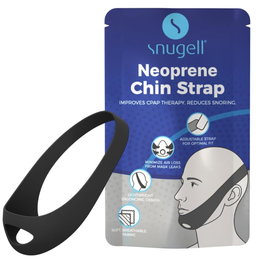 Snugell Premium Chin Strap for CPAP Users - Adjustable and Comfortable Neoprene Design Chin Straps for Sleeping - to Keep Mouth Closed During Sleep - Improves CPAP Therapy - Anti Snoring Straps