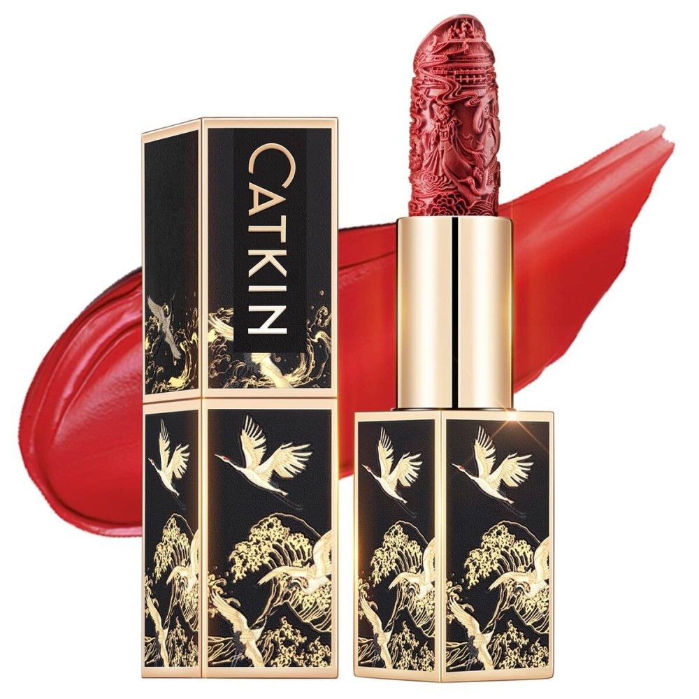 Catkin Moist Lipstick Hydrating High Impact Color Infused with Vitamin E and Avocado Oil Smooth Soft Texture Long Lasting Red Glow Finish 130