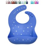 otterlove Silicone Bib - 100% Pure Platinum LFGB Baby Bibs with No Fillers (Single Bib - Very Peri - Stars Print)