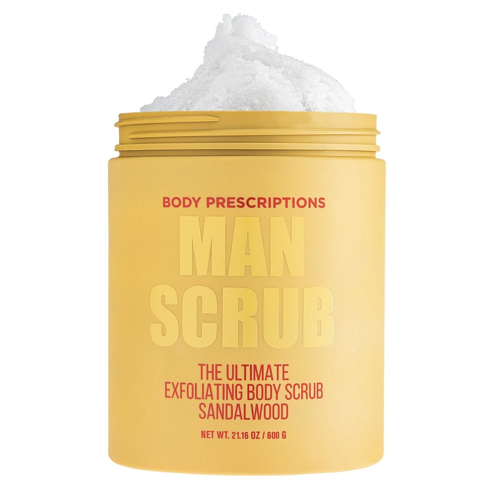 Body Prescriptions Mens Exfoliating Body Scrub - Ultimate Skin Cleansing Wash in Jar with Twist-Top Lid, For All Skin Types, 21 Ounce (Pack of 1), Sandalwood