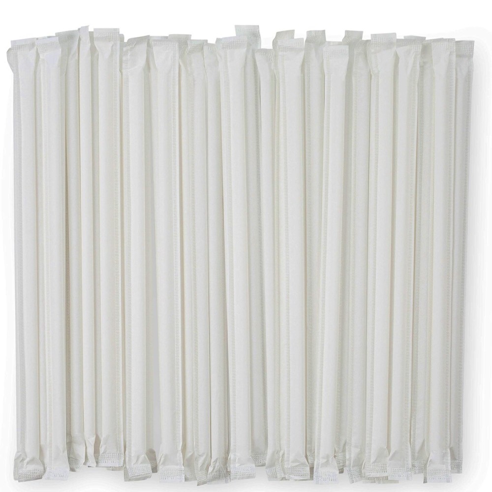 DuraHome Plastic Straws Individually Wrapped BPA Free Restaurant Style Disposable Straw (10.25 Long Straws, White)