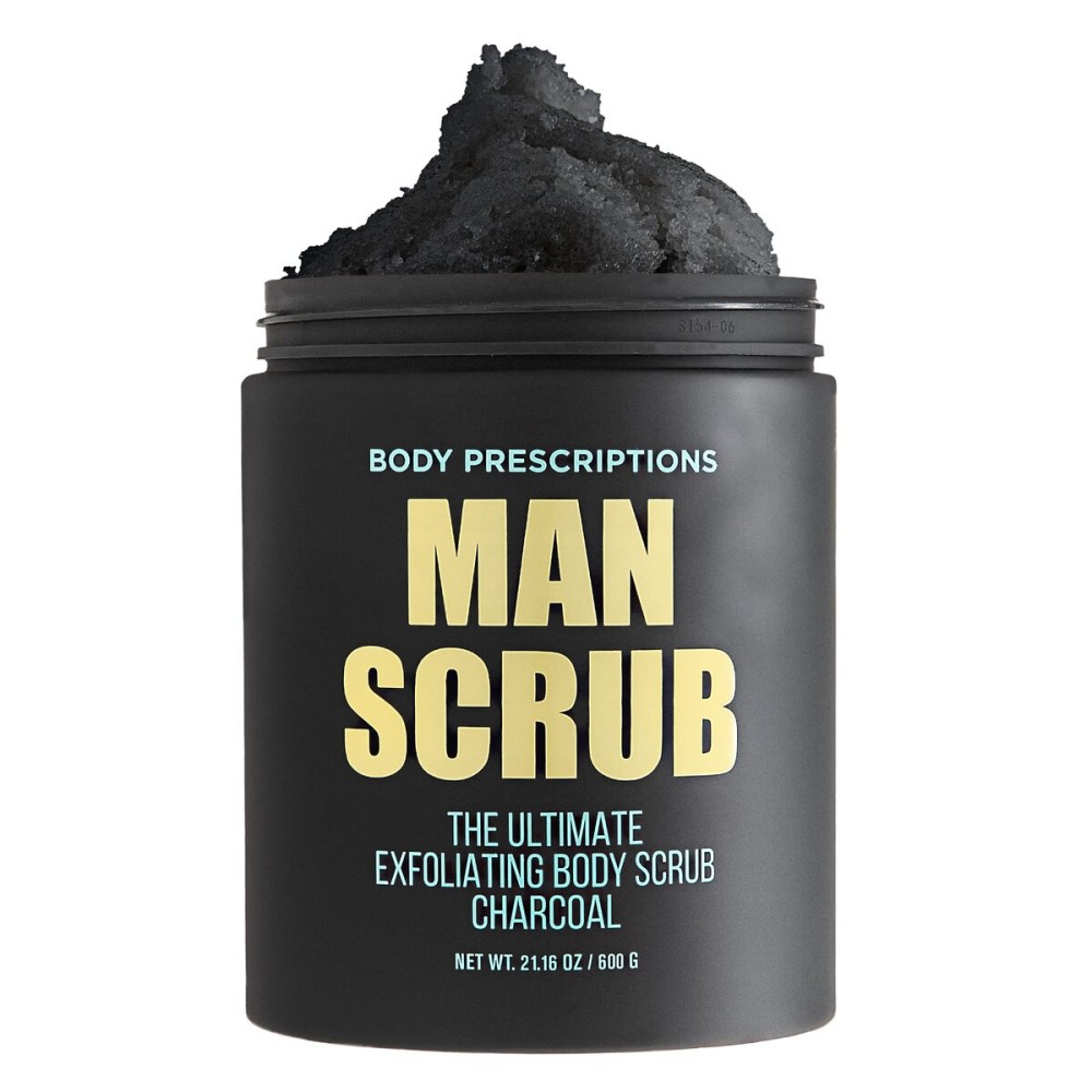 Body Prescriptions Mens Exfoliating Body Scrub - Ultimate Skin Cleansing Wash in Jar with Twist-Top Lid, For All Skin Types, 21 Ounce (Pack of 1), Charcoal