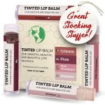 Earth\'s Daughter Tinted Lip Balm 4 Pack Stocking Stuffers of Assorted Colors - Beeswax, Coconut Oil, Cocoa Butter, Vitamin E - Moisturize and Beautify - Paraben Free