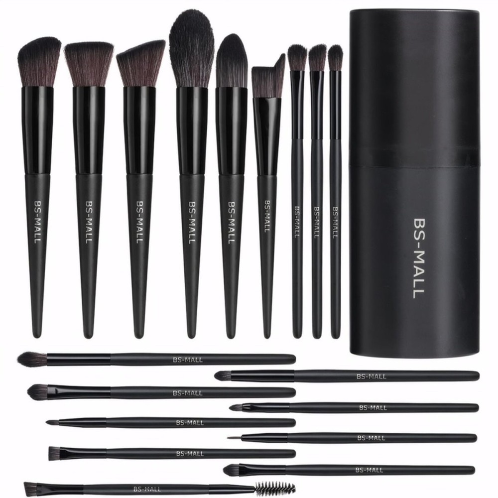 BS-MALL Makeup Brush Set 18 Pcs Premium Synthetic Foundation Powder Concealers Eye shadows Blush Makeup Brushes with black case (C-Black