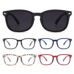 BLS 5 Pack Reading Glasses Blue Light Blocking, Fashion Square Computer Readers Anti Glare/Eye Strain/UV Ray Blockers Eyeglasses Women/Men (Leopard/Black/Blue/Red/Sun, 2.25)