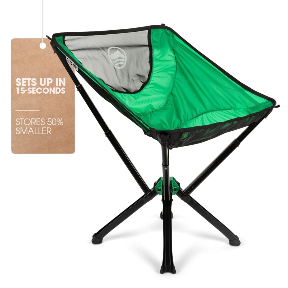 CLIQ Portable Chair Version 1.0 - Lightweight Folding Chair for Camping - Supports 300 Lbs - Perfect for Outdoor Adventures - Moss