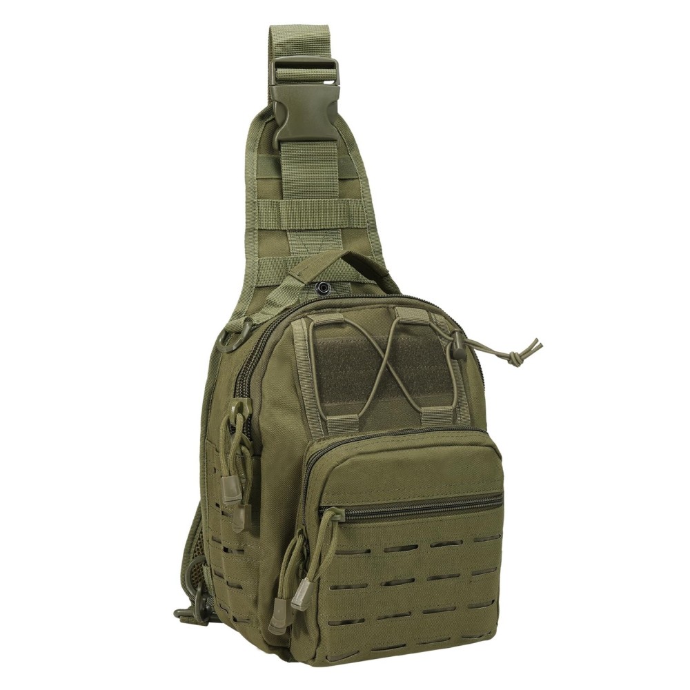 BOMTURN Tactical Backpack Sling Bags - 1000D Waterproof Military Backpack // Chest Bag // CCW Bags Outdoor Shoulder Bag for Every Day Carry Green