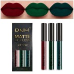 evpct 3Pcs Dark Color Colored Red Emerald Green Matte Liquid Lipstick Make up Set 24 Hour Long Lasting Waterproof Smudge Proof Deep red Green Liquid Lipstick Matte Lip Stain Gloss Liner Kit 8