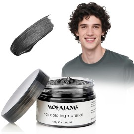 Black Temporary Hair Dye Wax Natural Instant Hair Color Wax Pomades 4.23 oz, Hair Styling Clay for Party, Festival, Halloween, Christmas