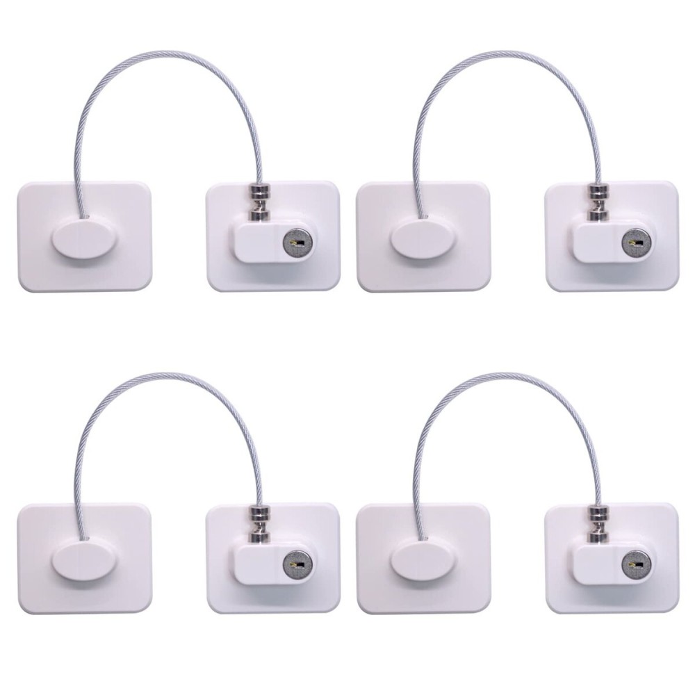 KIZZHISI Fridge Lock (4 Pack),Refrigerator Lock with Keys,for Fridge, Cabinet Locks, Drawers, Dishwasher, Toilet and Child Safety Cabinet Locks, 3M Adhesive No Drilling (White 4pcs)