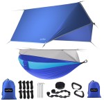 Sunyear Camping Hammock-Hammocks with Net and Rain Fly Tarp - Portable Single&Double Lightweight Nylon Parachute Hammocks with Hammock Tree Straps for Backpacking Hiking Travel Camping Indoor Outdoor