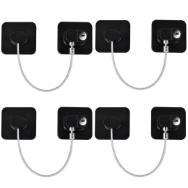 KIZZHISI Fridge Lock (4 Pack),Refrigerator Lock with Keys,for Fridge, Cabinet Locks, Drawers, Dishwasher, Toilet and Child Safety Cabinet Locks, 3M Adhesive No Drilling (Black 4pcs)