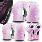 SKATEWIZ Knee and Elbow Pads for Kids 8-14 - Impact Size S Pink White - Knee Pads for Kids - Wrist Guards for Skating Scooter Roller Skates Skateboard - Ice Skates Ages 6-12