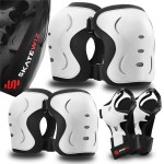 SKATEWIZ Knee and Elbow Pads Adult - Impact Size L White - Skating Protective Gear Adult - Wrist Guards for Skating Scooter Roller Skates Skateboard - Ice Skates Men
