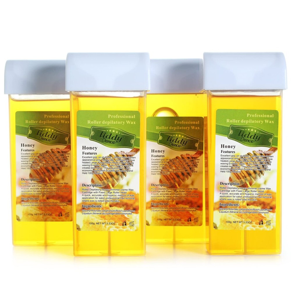 Liddy Dance Hair Removal Wax Roller Refill Kit - Soft Wax Cartridges for Body, Leg and Arm Waxing (3.52 oz, 4 Pack)