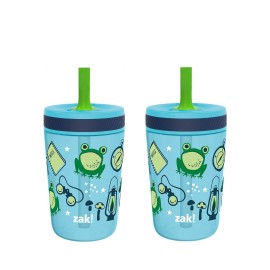 Zak Designs Kelso 15 oz Tumbler 2pc Set, (Campout) Leak-Proof Screw-On Lid with Straw Made of Durable Plastic and Silicone, Perfect Cup Bundle for Kids