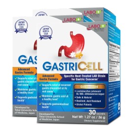 LABO Nutrition GASTRICELL - Acid Reflux, Heartburn, Recurring Gastric Discomfort, Natural Defence Against Gastric Distress 30 sachets x3