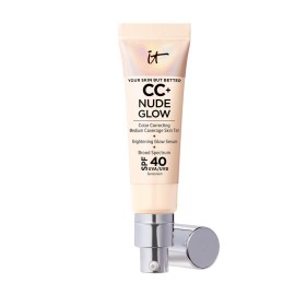 IT Cosmetics CC+ Nude Glow (Fair) - Medium Coverage Foundation with SPF 40 & Brightening Glow Serum, Lightweight Skin Tint, 2% Niacinamide + Hyaluronic Acid, Up to 24H Hydration - 1.08 fl oz