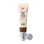 IT Cosmetics CC+ Nude Glow (Deep Honey) - Medium Coverage Foundation with SPF 40 & Brightening Glow Serum, Lightweight Skin Tint, 2% Niacinamide + Hyaluronic Acid, Up to 24H Hydration - 1.08 fl oz