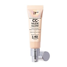 IT Cosmetics CC+ Nude Glow (Light) - Medium Coverage Foundation with SPF 40 & Brightening Glow Serum, Lightweight Skin Tint, 2% Niacinamide + Hyaluronic Acid, Up to 24H Hydration - 1.08 fl oz