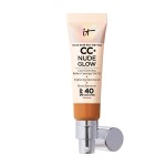 IT Cosmetics CC+ Nude Glow (Tan Rich) - Medium Coverage Foundation with SPF 40 & Brightening Glow Serum, Lightweight Skin Tint, 2% Niacinamide + Hyaluronic Acid, Up to 24H Hydration - 1.08 fl oz