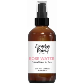 Rose Water Facial Toner - Alcohol-Free Vegan All Natural Refreshing Spray Mist for Face and Hair - Uplifts, Calming & Soothing for All Skin Types 8oz with Fine Mist Cap