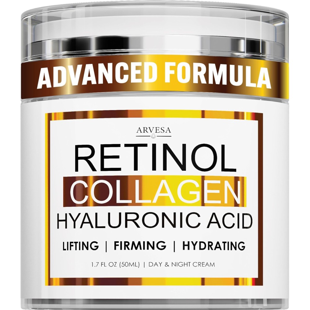 Retinol Cream for Face with Collagen and Hyaluronic Acid - Anti Aging Wrinkle Cream for Women and Men - Day and Night Facial Moisturizer for Tightening and Skin Firming - Crema Hidratante Para la Cara
