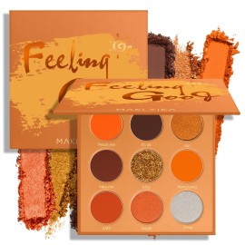 Orange Eyeshadow Palette Long Lasting Orange Eye Shadow for Women High Pigmented 9 Color Waterproof Eye Makeup- 9Orange