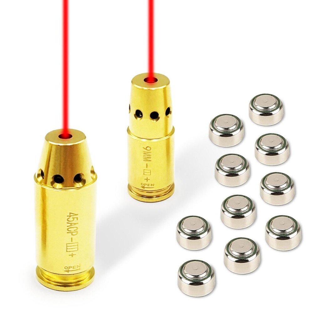 Bayattoo Bore Sight 9mm and .45ACP Laser Sight Red Dot Boresighter with 9pcs Batteries (9MM+45ACP)