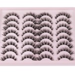 JIMIRE Wispy Faux Mink Cat Eye Lashes Fluffy Crossed Volume False Eyelashes Natural Look Handmade Premium Quality Reusable 16 Pairs Pack