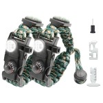 NVioAsport 20 in 1 Survival Paracord Bracelet Adjustable Gear Kit with SOS LED Light, Fire Starter, Bigger Compass, Survival Whistle, Perfect for Camping, Hiking, Fishing