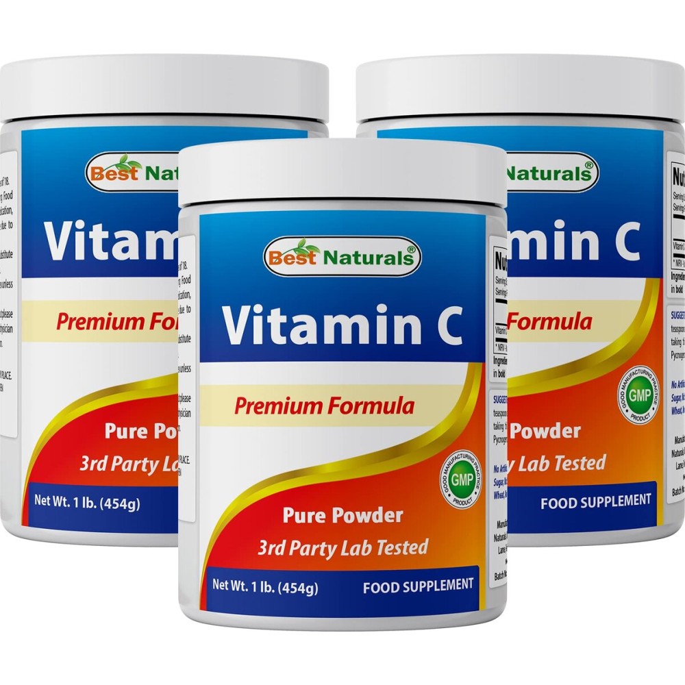 Best Naturals 100% Pure Vitamin C Powder Non-GMO 1 lb (454 Grams) Powder (Also Called Ascorbic Acid) (1 LB (Pack of 3))