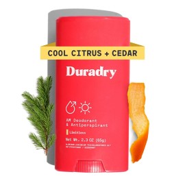 Duradry Clinical-Strength Antiperspirant Deodorant for Women and Men - Clean Formula with Natural Ingredients for Odor and Excessive Sweat Protection - (Cool Citrus + Cedar)2.3 Oz