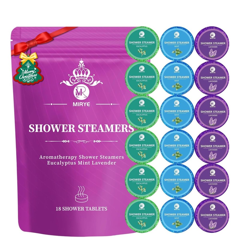 Shower Steamers Aromatherapy Gifts for Women, 18-Pack Organic Eucalyptus Lavender Mint Essential Oil Shower Bombs, Self Care Stress Relief Birthday or Christmas Stocking Stuffers Gifts for Her/Him