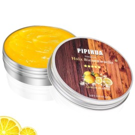 PIPIHUA Beeswax Polish and Conditioner for Wood Furniture - Waterproof & Restorer Wood Wax, Multipurpose Beeswax Furniture Polish and Cleaner for All Types and Colours, Lemon(100g with Sponge)