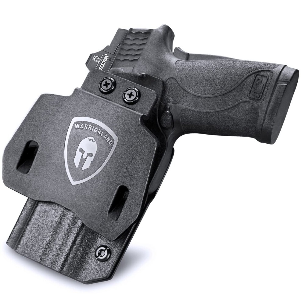 WARRIORLAND OWB Kydex Holster Fit: Smith and Wesson M&P 9mm Shield EZ/M&P 380 Shield EZ Pistol, Outside Waistband Open Carry, Optic Cut Adj. Retention, Right Hand