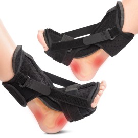 Runkelai Plantar Fasciitis Brace Night Splint with Soft Memory Foam Pad: 2 Packs Upgraded For Achilles Tendonitis Relief Foot Drop Heel Arch Ankle Pain Support for Women Men