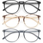 IBOANN Chic & Comfy Blue Light Glasses for Women - 3-Pack Round Frames, Screen-Ready Style with UV Protection Coating