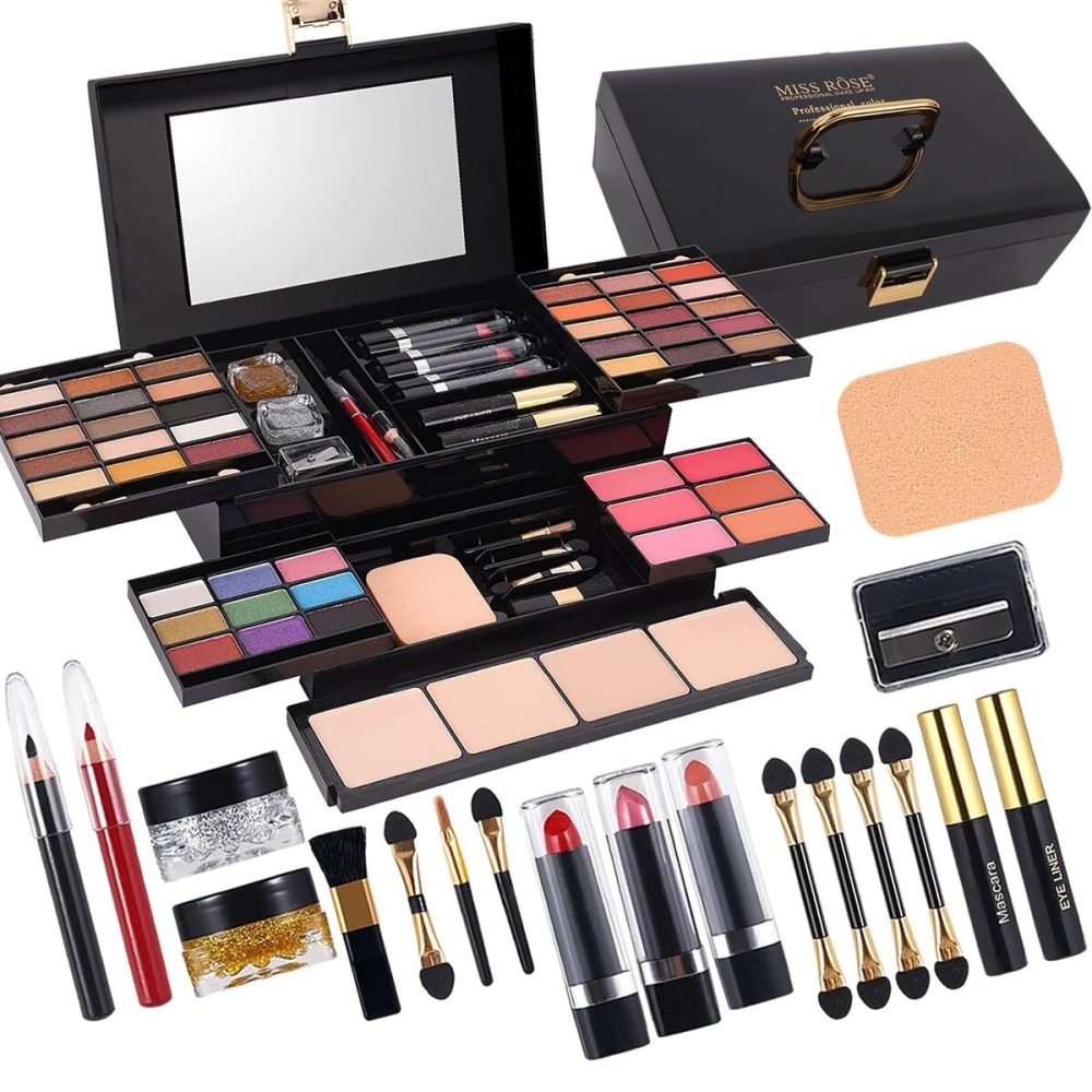 58 colors Professional Makeup Kit for Women, All In One Full Makeup Gift Set for Women Girls Beginner with Eye Shadow Blush, Lipstick, Compact Powder, Mascara, Eyeliner, Lip Liner, Eyebrow Pencil,