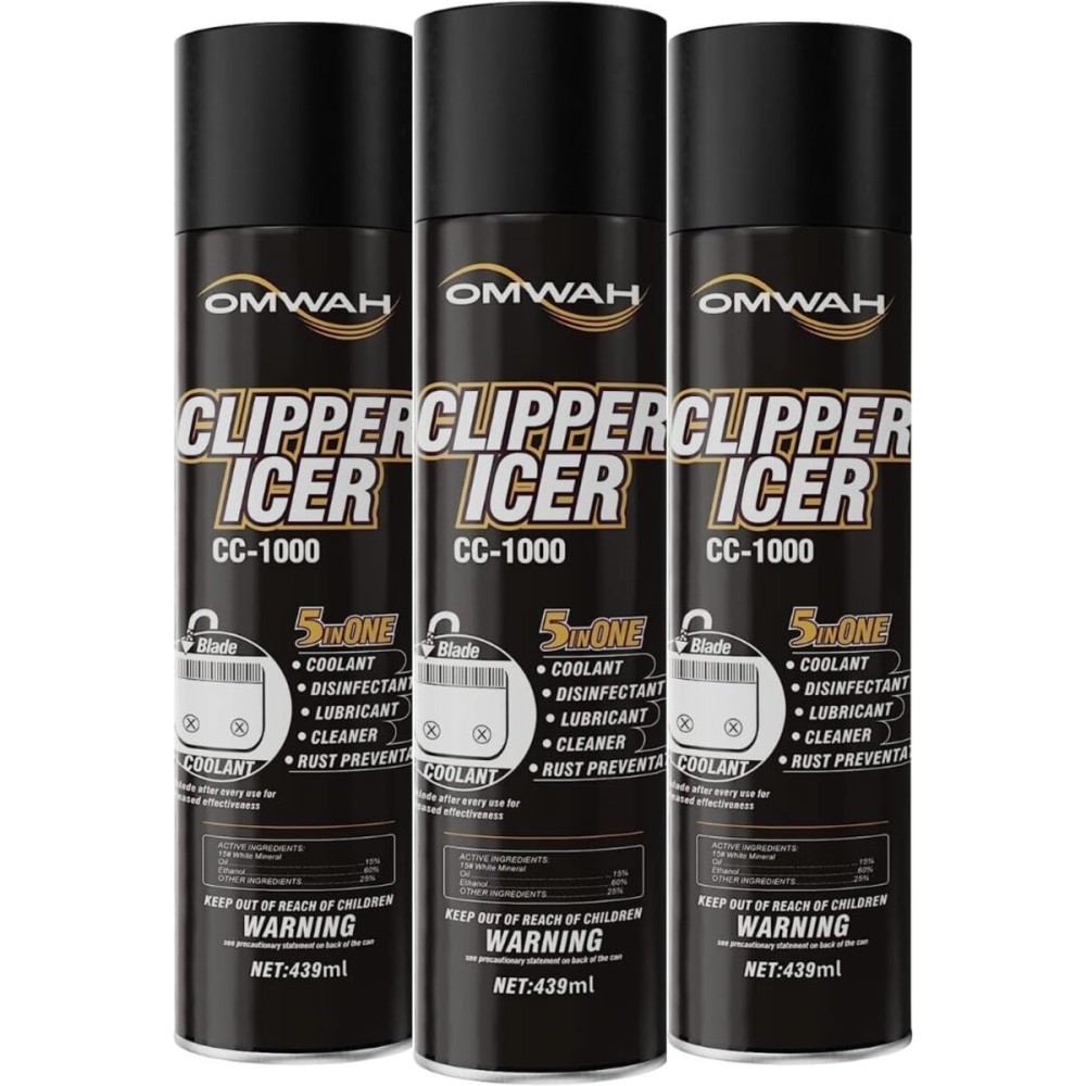 OMWAH 5 in 1 Clipper Icer Blade Cleaner and Lubricant Clipper Spray (3 pack) (15 oz. Can)