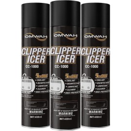 OMWAH 5 in 1 Clipper Icer Blade Cleaner and Lubricant Clipper Spray (3 pack) (15 oz. Can)