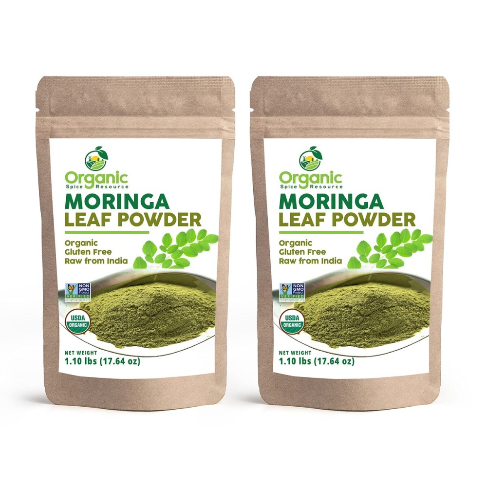 Organic Moringa Powder - 35.28 oz | Pack of 2 | USDA Organics, Non-GMO, Kosher, Halal, Moringa Olifera Powder - 100% Raw and Natural, by OSR