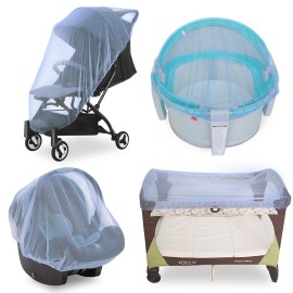 Mosquito Net for Stroller Baby Mosquito Netting for Strollers, Bassinets, Cradles, Playards, Pack N Plays and Portable Mini Crib, Baby Insect Netting, Blue