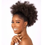 Afro Puff kinky curly Drawstring Ponytail Extension for Black Women Synthetic Short Afro Kinkys Curly Afro Bun Extension Hairpieces Updo Hair Extensions with Two Clips(4)