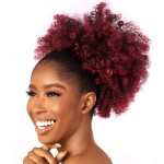 CECINILL Afro Puff kinky curly Drawstring Ponytail Extension for Black Women Synthetic Short Afro Kinkys Curly Afro Bun Extension Hairpieces Updo Hair Extensions with Two Clips(TBUG)