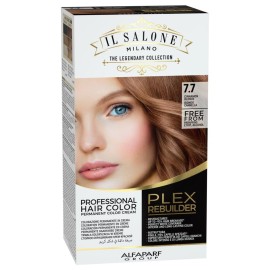 Il Salone Milano Plex Rebuilder Permanent Hair Color Cream - 7.7 Cinnamon Blonde Hair Dye Kit - Professional Salon - Premium Quality - Protects and Restructures - Paraffin, Paraben, Ethyl Alcohol Free
