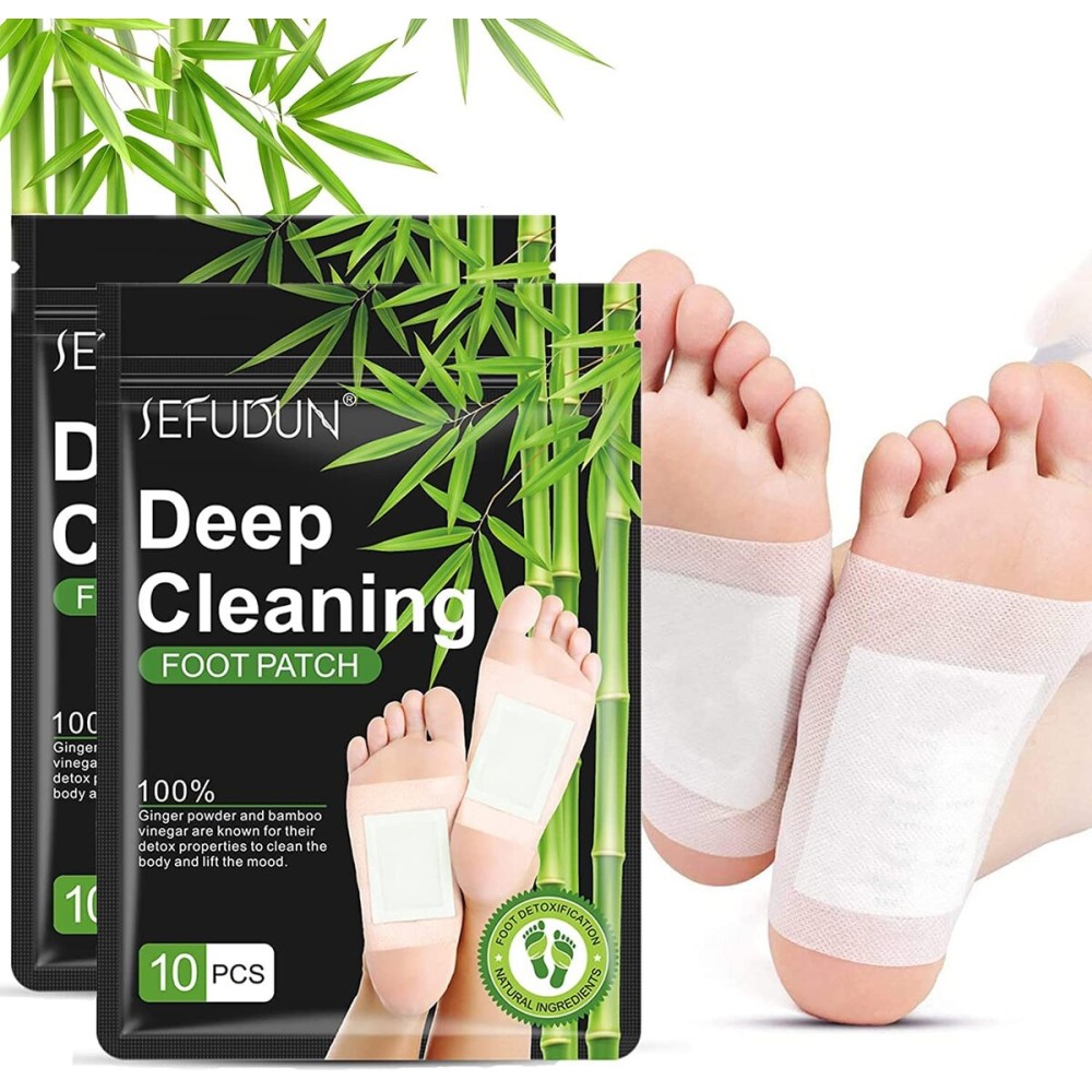 Sefudun 20PCS Natural Bamboo Ginger Powder Foot Pads for Foot Care, Deep Cleansing, Relaxation, Sleep Aid