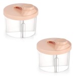 Accmor Baby Formula Dispenser On The Go, Non-Spill Rotating Four-Compartment Formula Container to Go, Milk Powder Kids Snack Container for Infant Toddler Travel Outdoor, Pink, 2 Pack