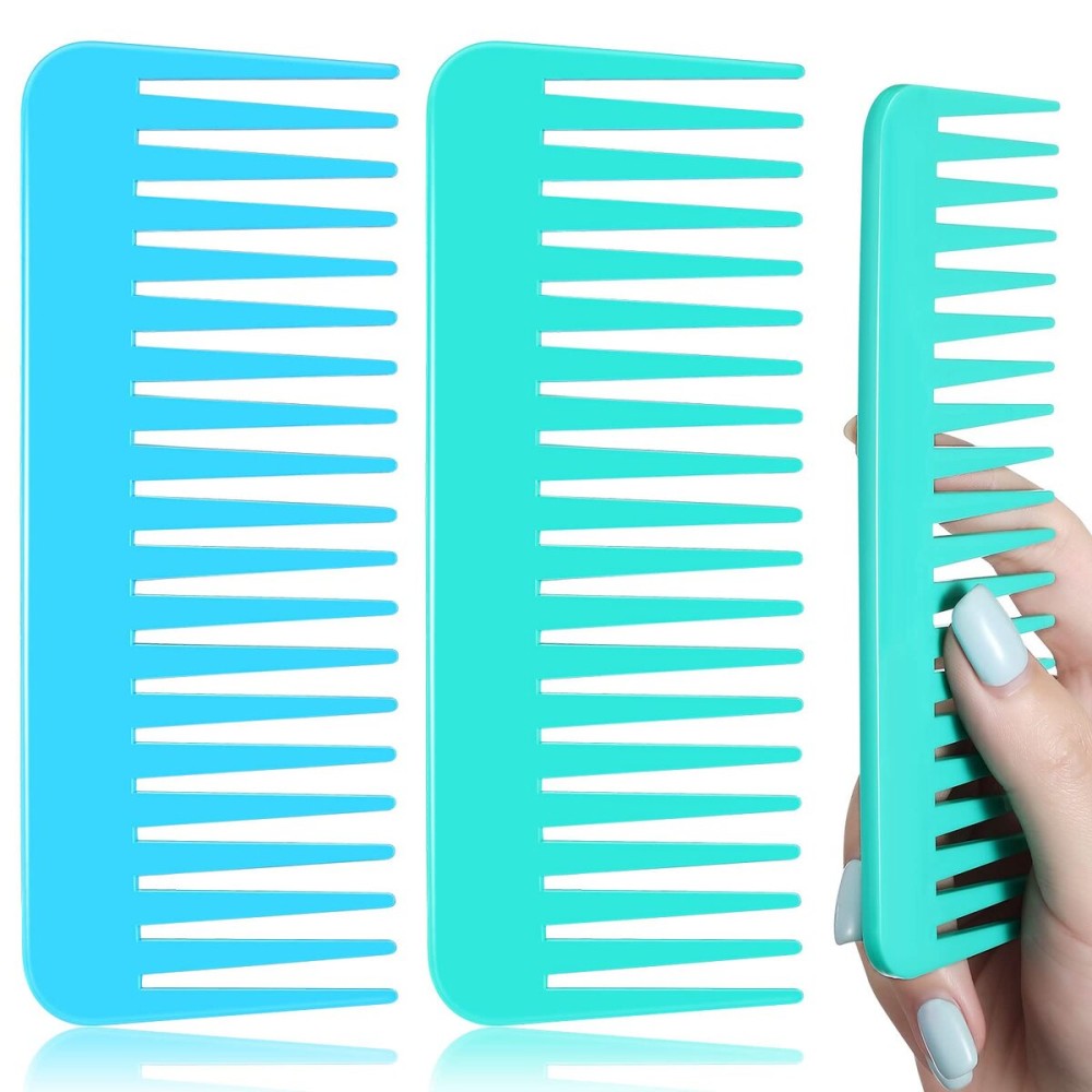 Patelai Wide Tooth Comb Large Hair Detangling Comb for Curly, Wet Dry Hair, No Handle Detangler Accessories(Blue, Mint)
