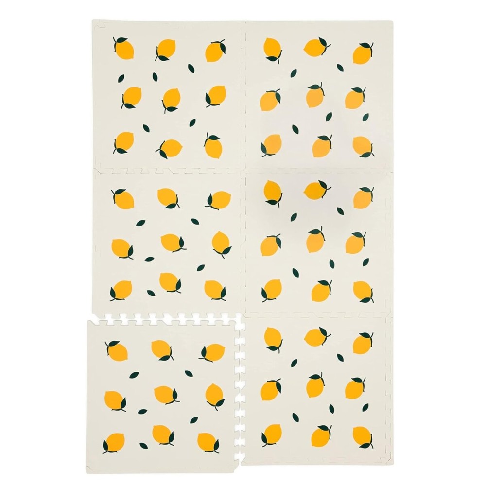 CHILDLIKE BEHAVIOR XL Baby Play Mat - 72 x 48 Inches Puzzle Play Mat with 6 Foam Floor Tiles - Interlocking Puzzle Mat for Toddlers and Infants Play Pen - Soft Crawling Mat for Tummy Time - Lemons